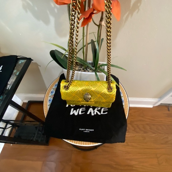 Kurt Geiger London Mini Yellow Embellished Convertible Crossbody - Picture 4 of 9